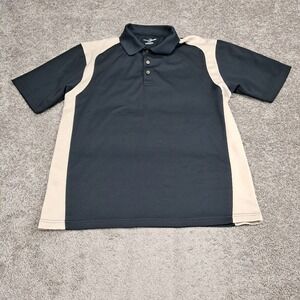 Grand Slam Golf Mens XL Navy Blue Tan Colorblock Performance Polo Shirt